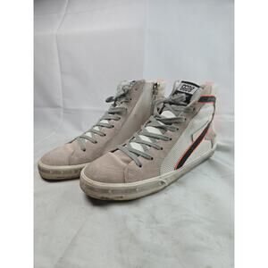 Golden Goose Slide Sneaker White Gray Orange Suede Zipper High Top Size 40 US 10